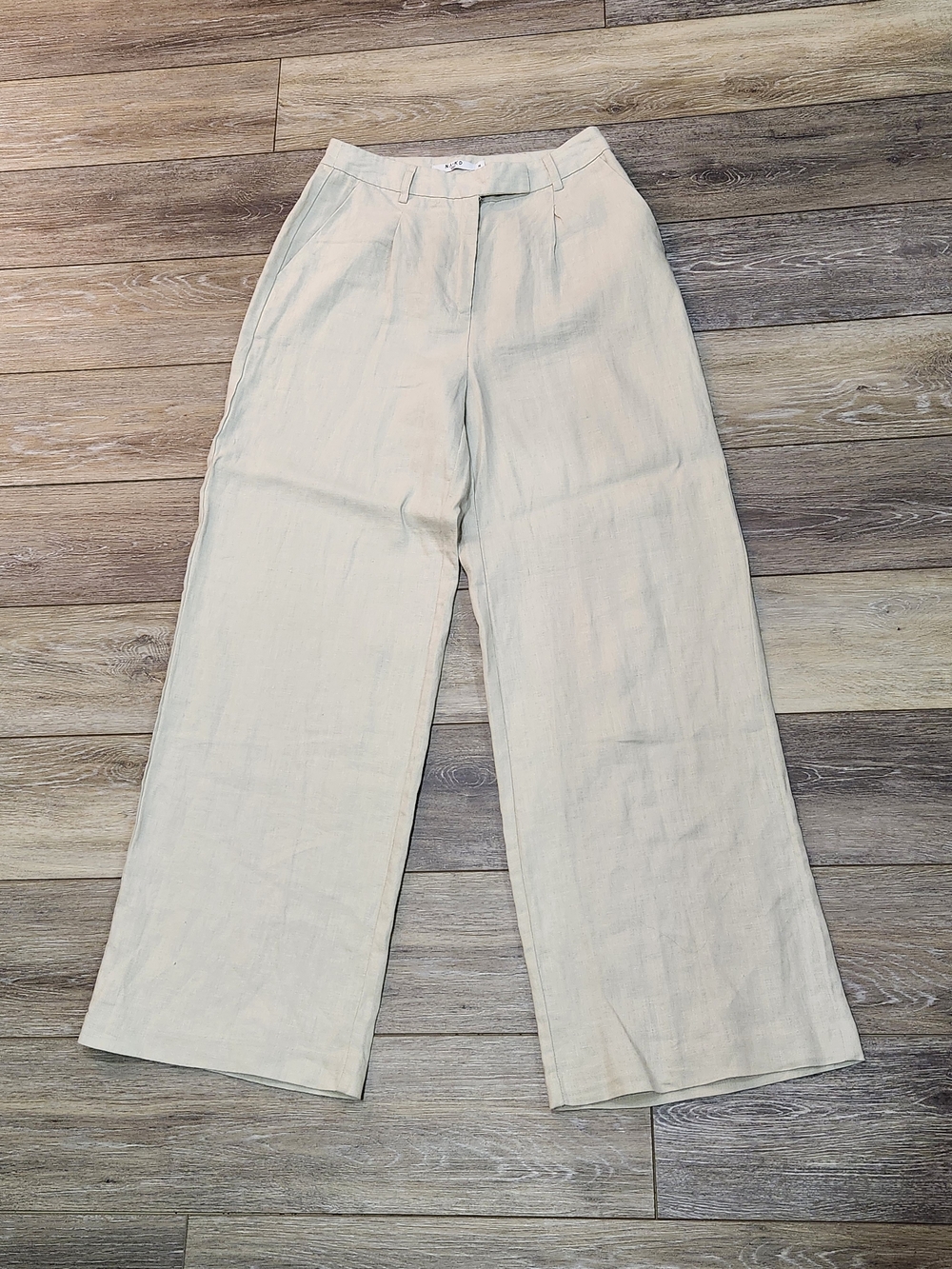 Na-Kd High-Rise Wide Leg Linen Pants in Light Cream Size 36 EU OR 6